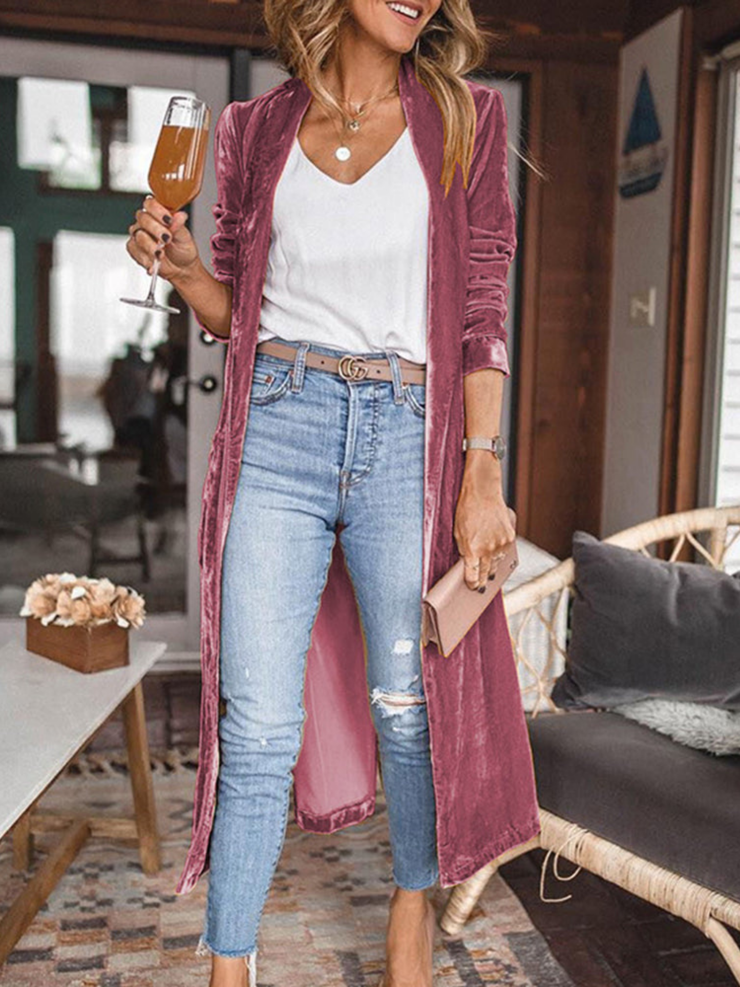 Langer Cardigan für Damen | Langarm
