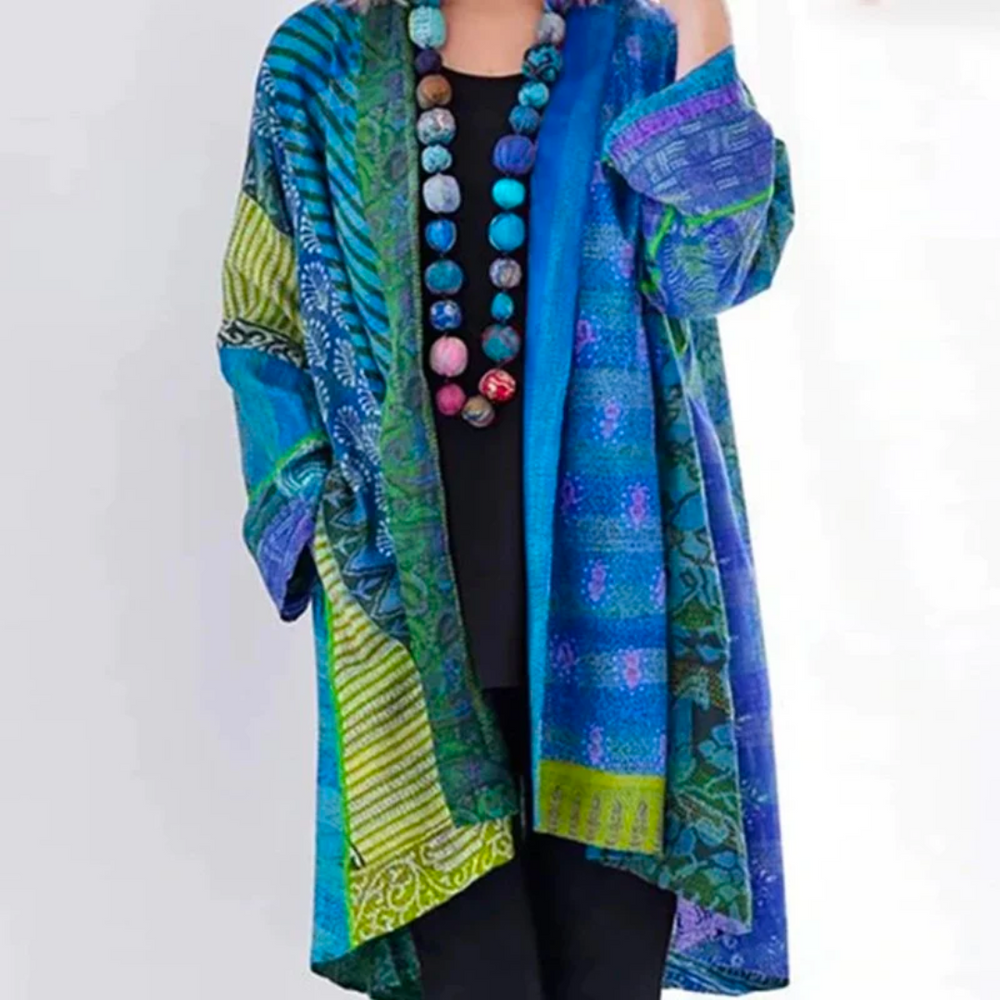 Lange Strickjacke für Damen | Leichte Baumwollmischung