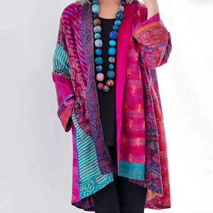Lange Strickjacke für Damen | Leichte Baumwollmischung