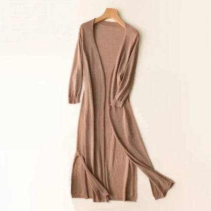 Langer Strickjacke für Damen | Leichter V-Ausschnitt