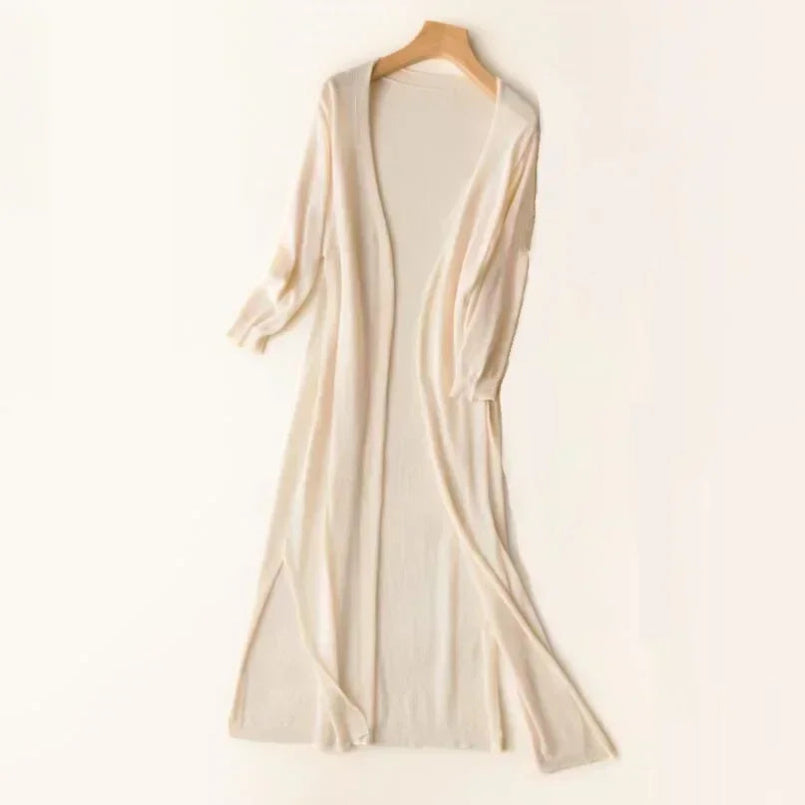 Langer Strickjacke für Damen | Leichter V-Ausschnitt