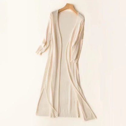 Langer Strickjacke für Damen | Leichter V-Ausschnitt