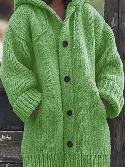 Langer Cardigan für Damen, mit Kapuze | Lange Länge
