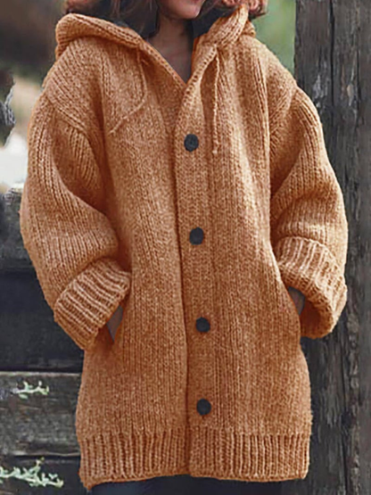 Langer Cardigan für Damen, mit Kapuze | Lange Länge