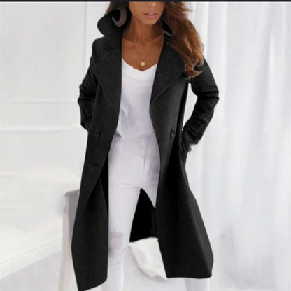 Langer Mantel mit Umlegekragen für Damen | Winter