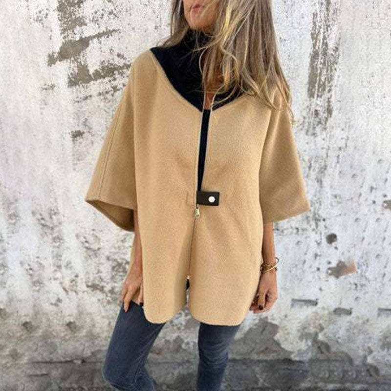Langjacke Damen | Bicolor-Kragen & Frontzipper