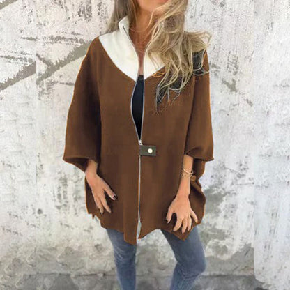 Langjacke Damen | Bicolor-Kragen & Frontzipper