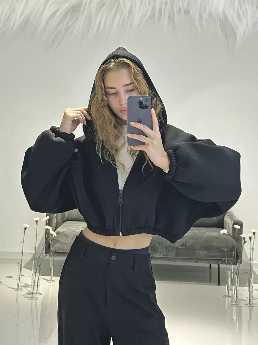 Lässige, leichte, kurze Sport-Hoodie-Jacke 0