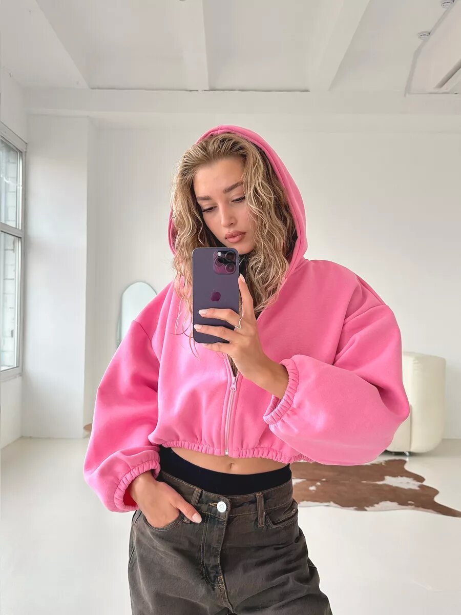 Lässige, leichte, kurze Sport-Hoodie-Jacke 2