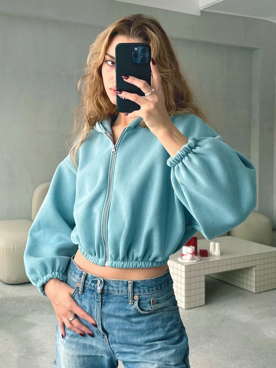 Lässige, leichte, kurze Sport-Hoodie-Jacke 5