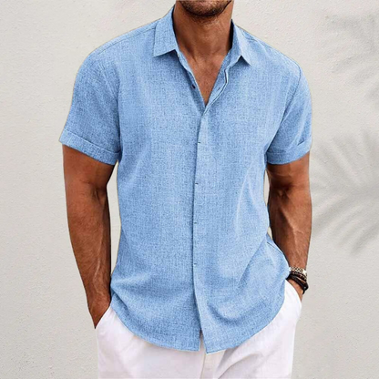 Polohemd Herren | Lässiges Kurzarmhemd im Leinen-Look & Casual Fit