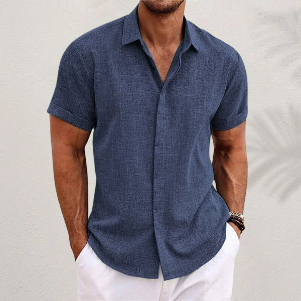 Polohemd Herren | Lässiges Kurzarmhemd im Leinen-Look & Casual Fit