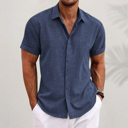 Polohemd Herren | Lässiges Kurzarmhemd im Leinen-Look & Casual Fit