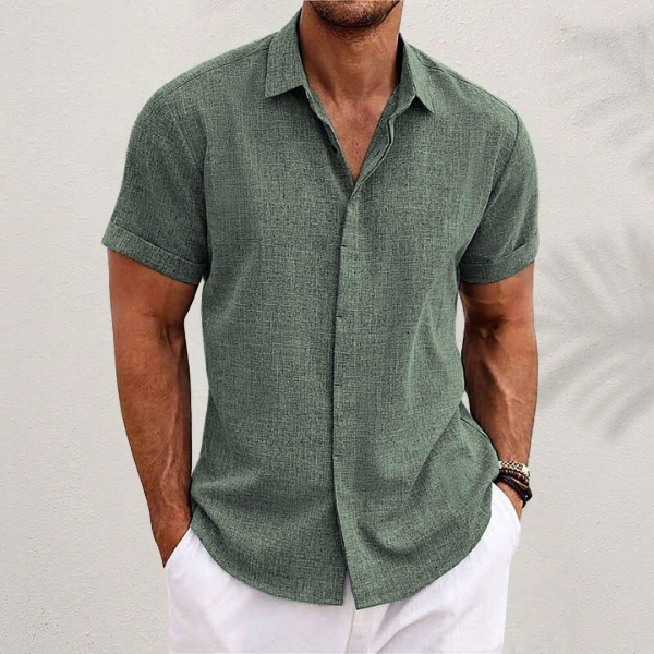 Polohemd Herren | Lässiges Kurzarmhemd im Leinen-Look & Casual Fit