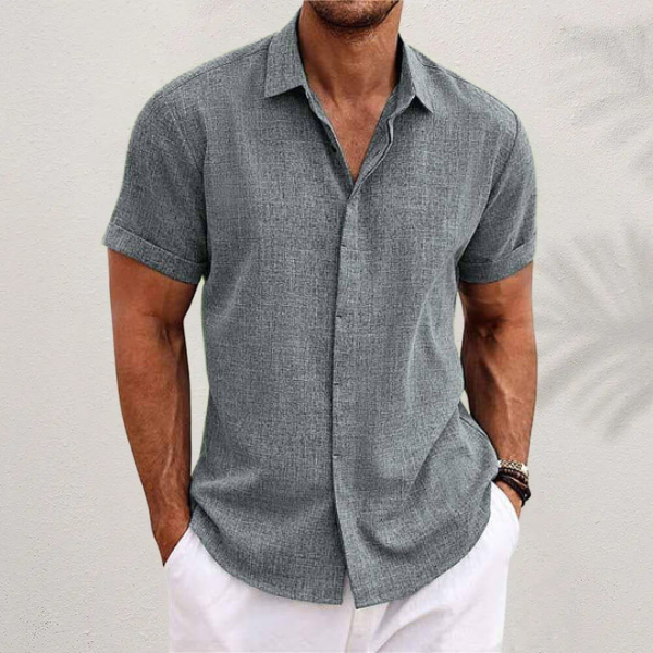 Polohemd Herren | Lässiges Kurzarmhemd im Leinen-Look & Casual Fit