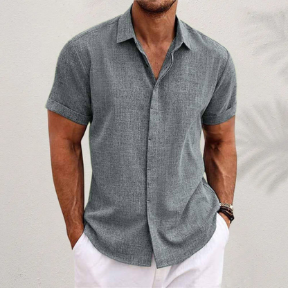 Polohemd Herren | Lässiges Kurzarmhemd im Leinen-Look & Casual Fit