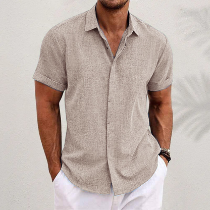 Polohemd Herren | Lässiges Kurzarmhemd im Leinen-Look & Casual Fit