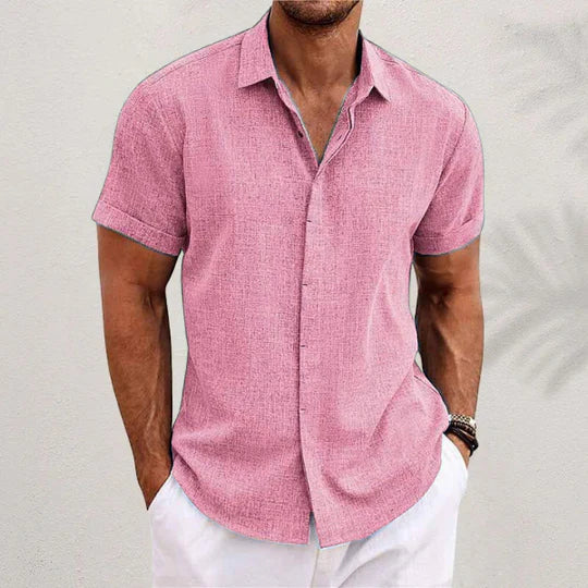 Polohemd Herren | Lässiges Kurzarmhemd im Leinen-Look & Casual Fit