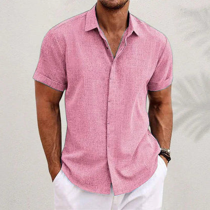 Polohemd Herren | Lässiges Kurzarmhemd im Leinen-Look & Casual Fit