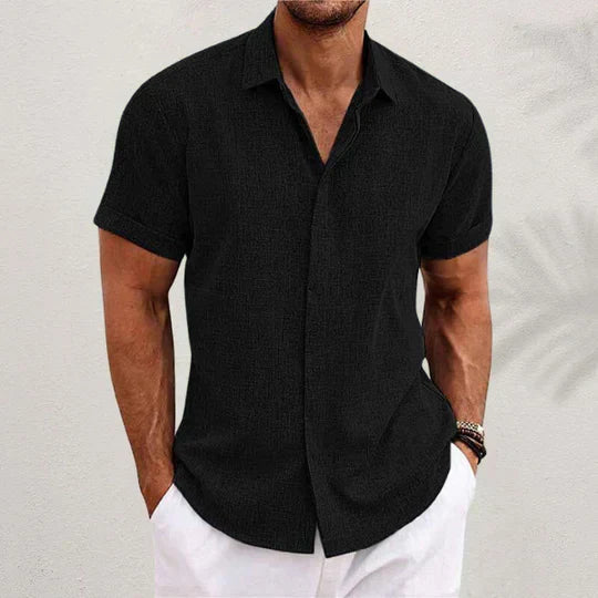 Polohemd Herren | Lässiges Kurzarmhemd im Leinen-Look & Casual Fit