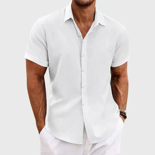 Polohemd Herren | Lässiges Kurzarmhemd im Leinen-Look & Casual Fit