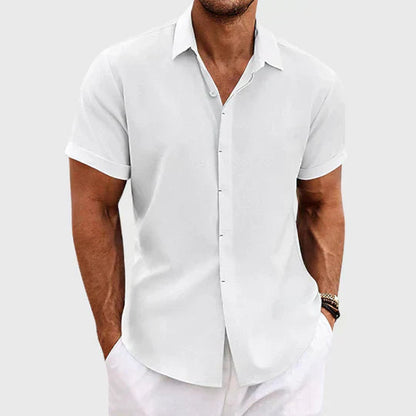 Polohemd Herren | Lässiges Kurzarmhemd im Leinen-Look & Casual Fit
