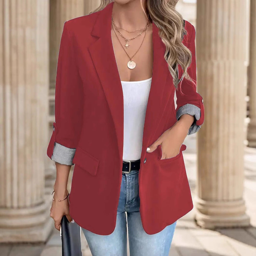 Leandra | Damen Blazer Reverskragen 3/4-Ärmel Streifenaufschlag 3