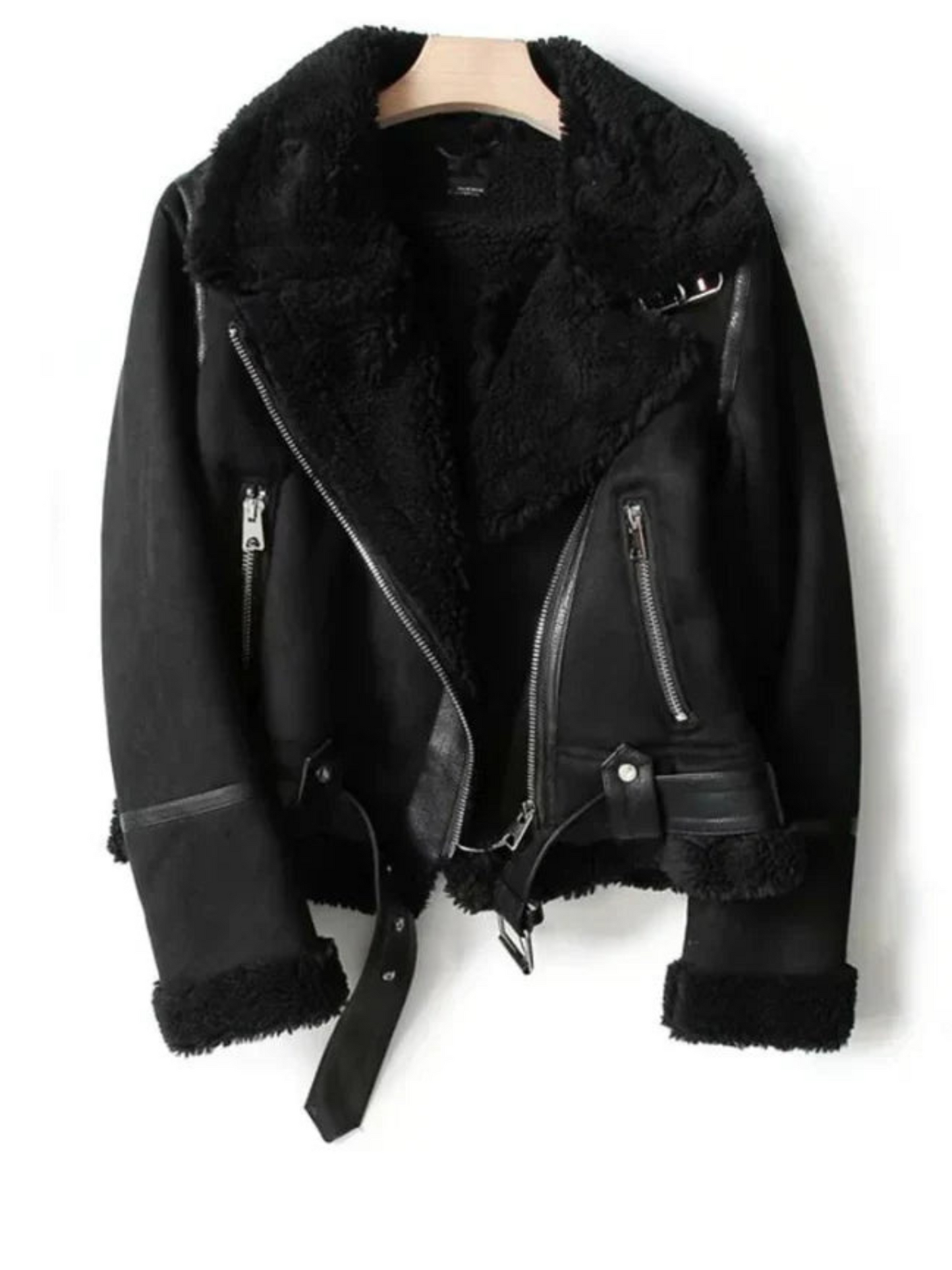 Lederjacke für Damen | Sherpa-Futter