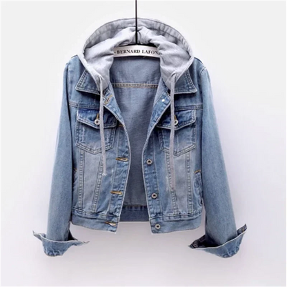 Lena – Kurz geschnittene Jeansjacke mit Kapuze 0