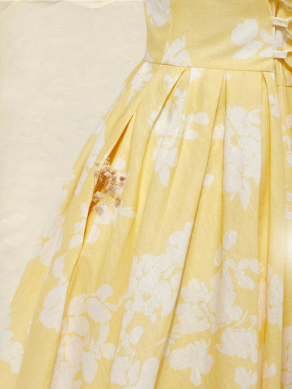 Midi Kleid Damen | Blumenmuster & Ausgestellter Rock