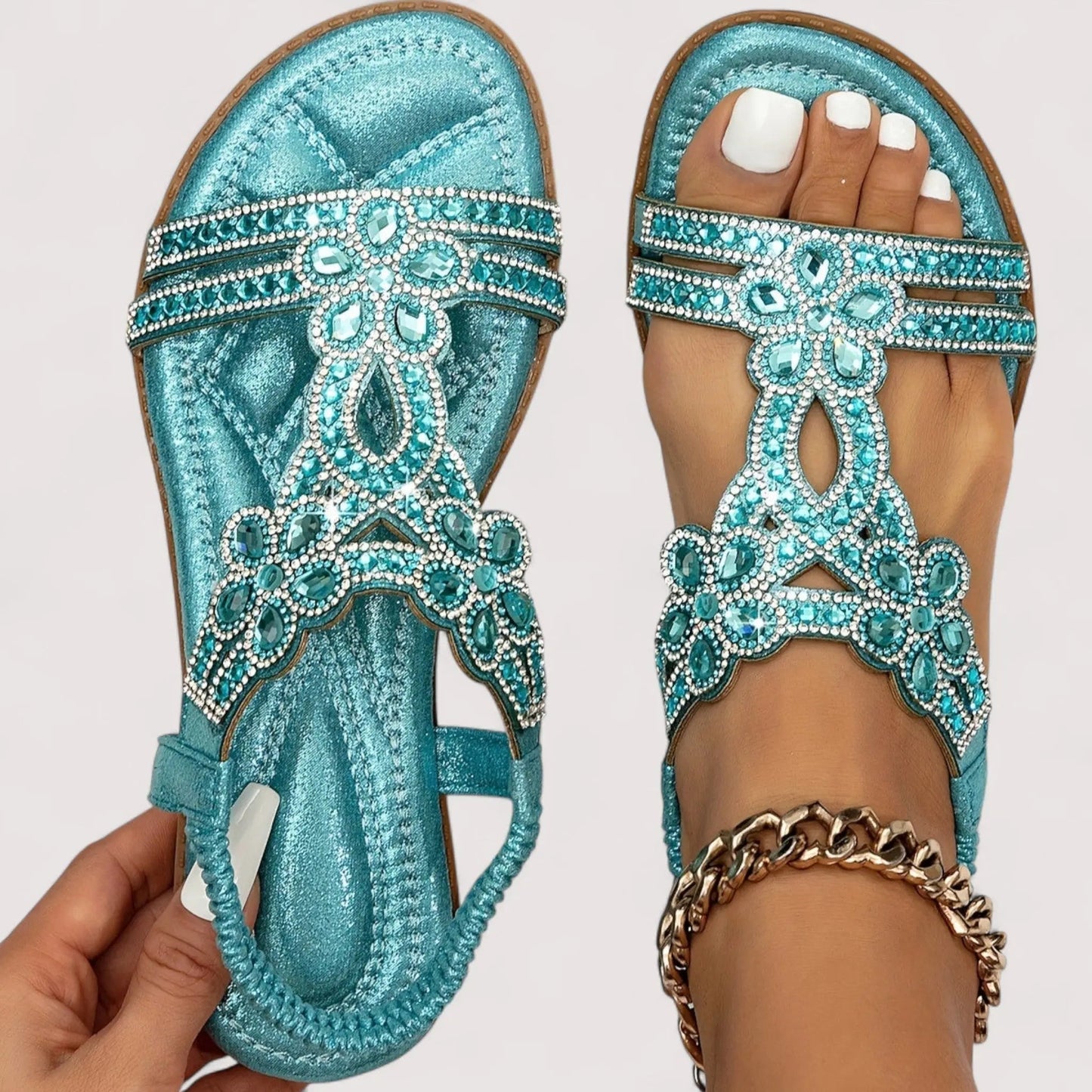 Sandalen Damen | Strass-Kristall & Glamouröser Sommerlook