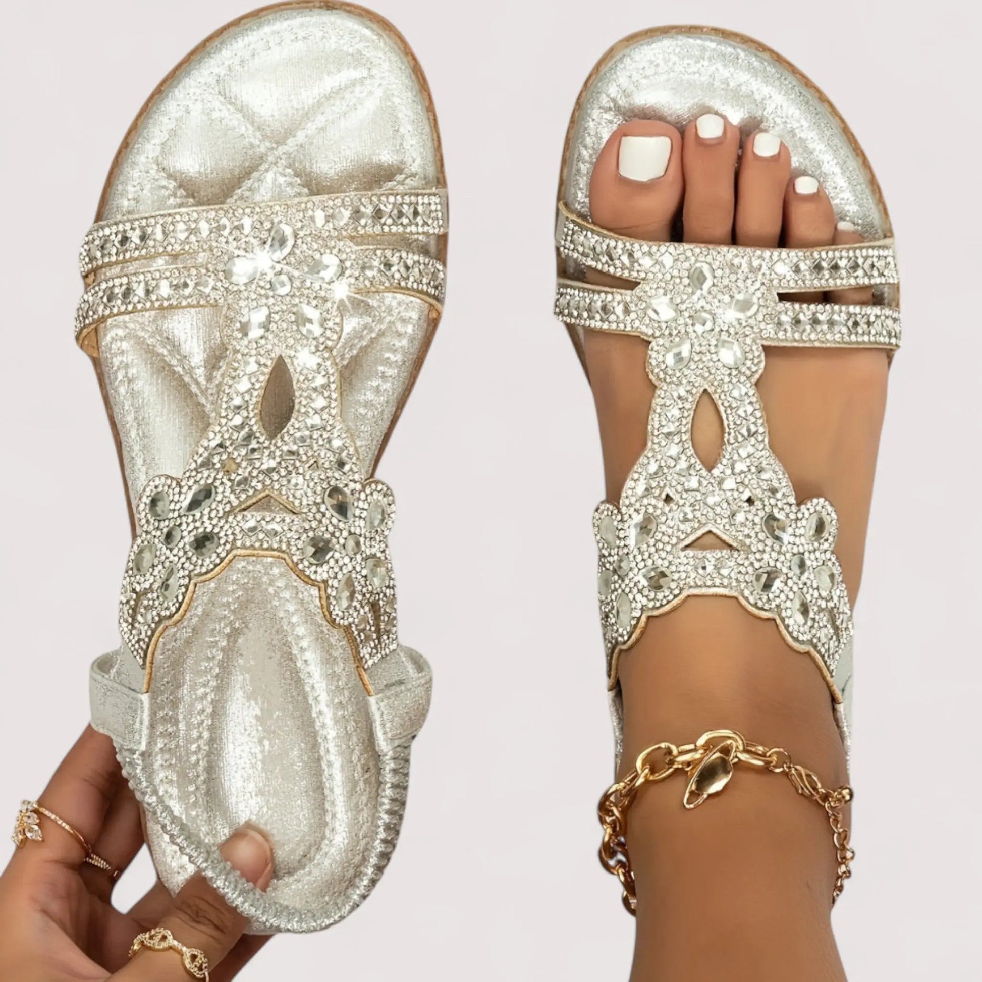 Sandalen Damen | Strass-Kristall & Glamouröser Sommerlook