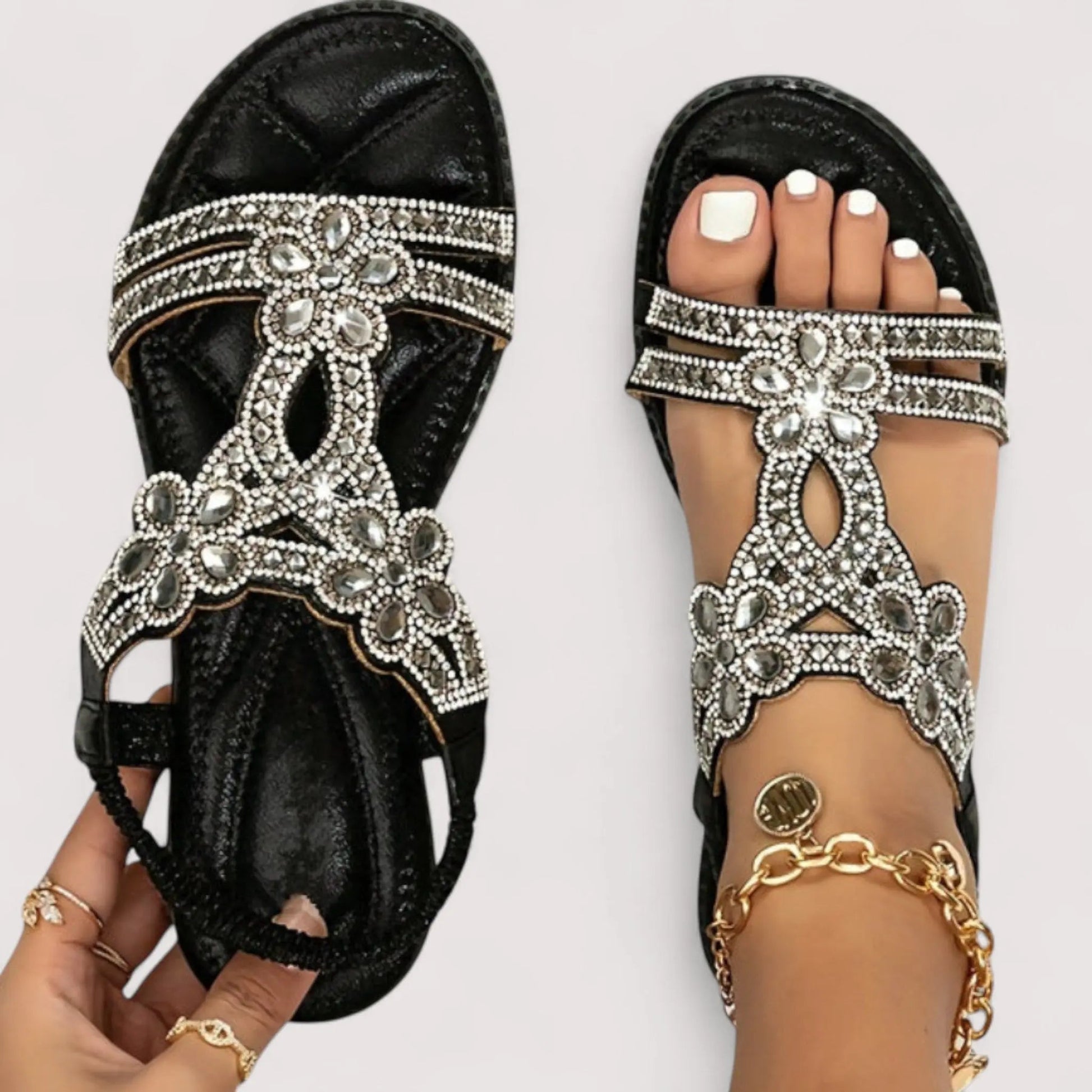 Sandalen Damen | Strass-Kristall & Glamouröser Sommerlook