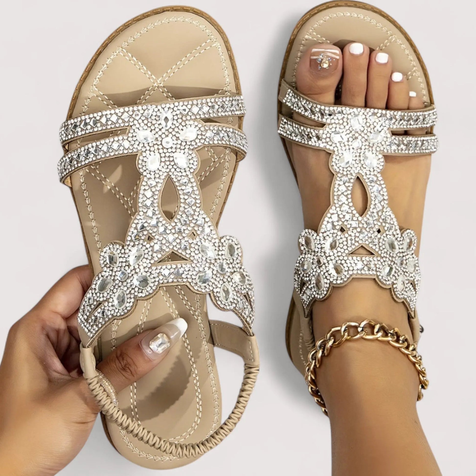 Sandalen Damen | Strass-Kristall & Glamouröser Sommerlook