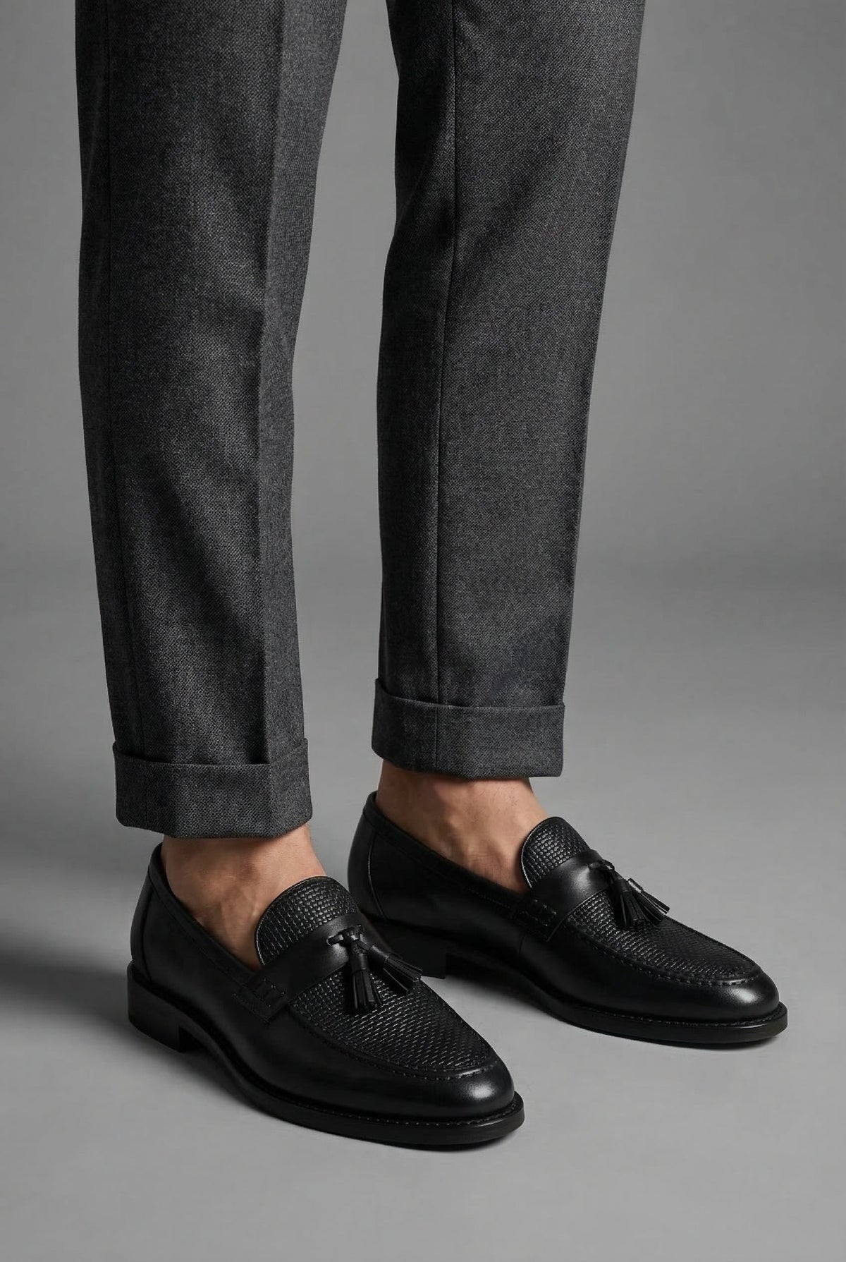 Herren Geflochtene Quasten-Slipper Klassische Leder-Loafer
