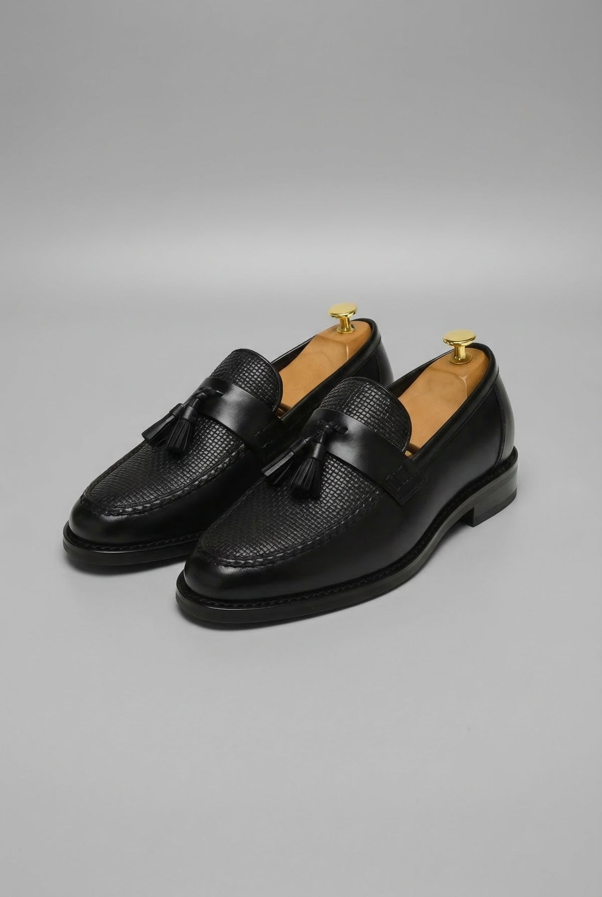 Herren Geflochtene Quasten-Slipper Klassische Leder-Loafer - Black