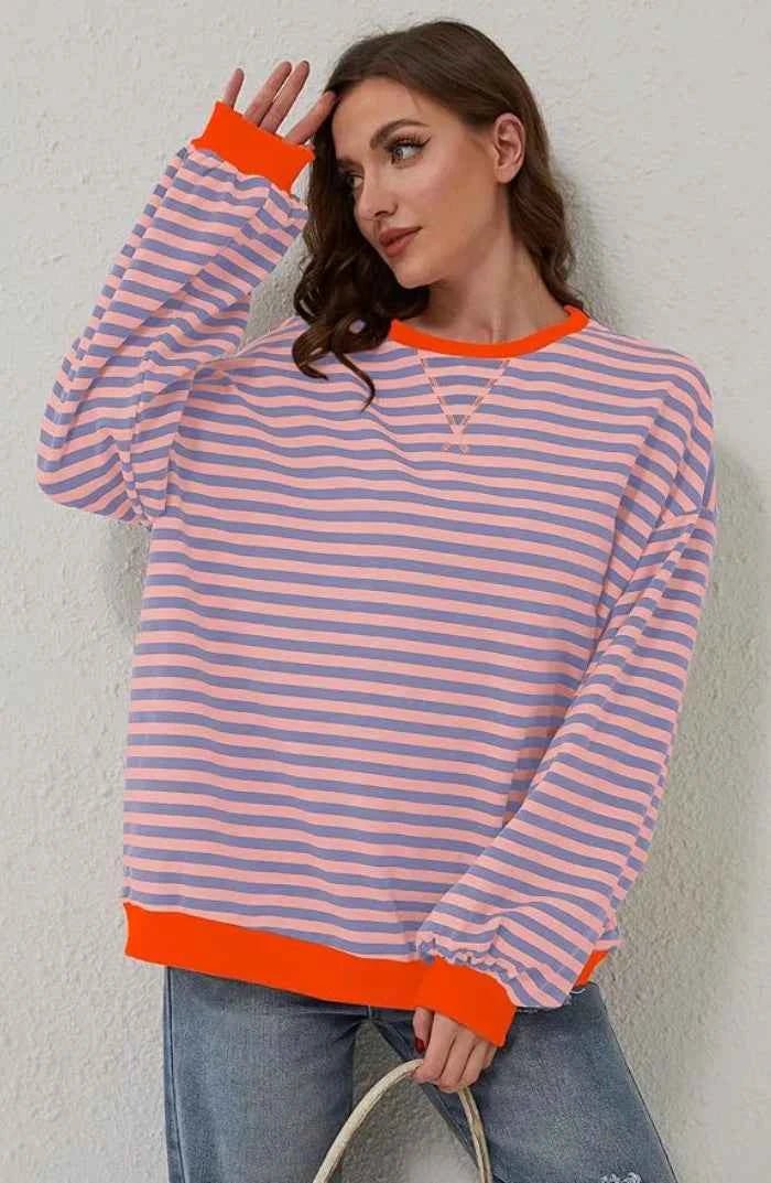 Locker geschnittener Streifenpullover 2