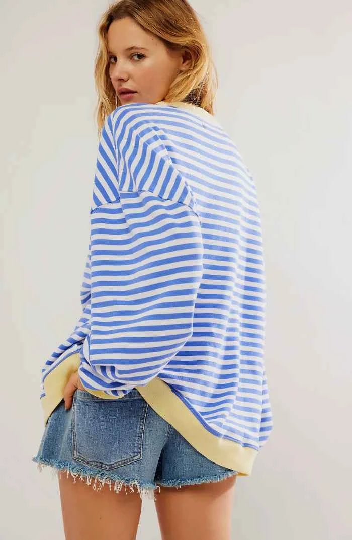 Locker geschnittener Streifenpullover 6