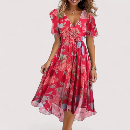 Elegantes Sommerkleid Damen | Bunter Print & Feminine Silhouette