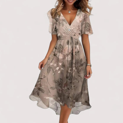 Elegantes Sommerkleid Damen | Bunter Print & Feminine Silhouette