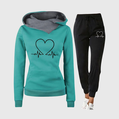 Helvind | Damen Loungewear Set Kapuzenpullover Jogginghose - Pink - Image 3