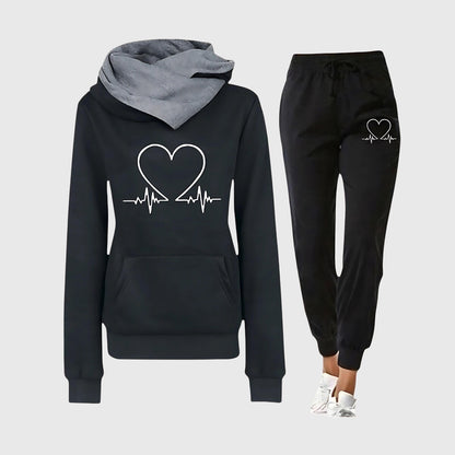 Helvind | Damen Loungewear Set Kapuzenpullover Jogginghose - Pink - Image 4