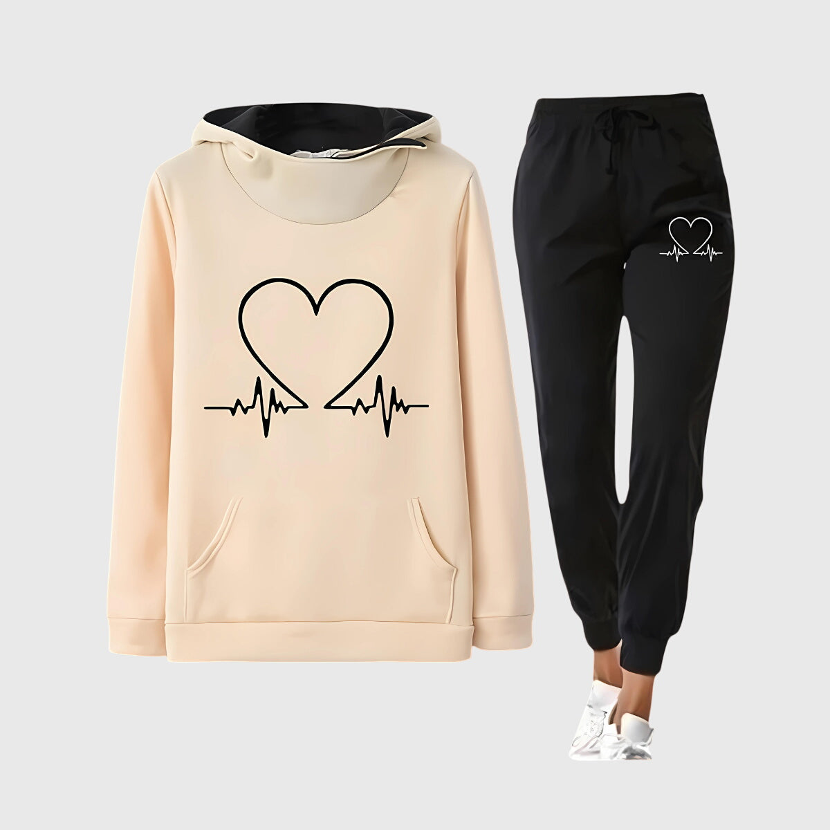 Helvind | Damen Loungewear Set Kapuzenpullover Jogginghose - Pink - Image 5