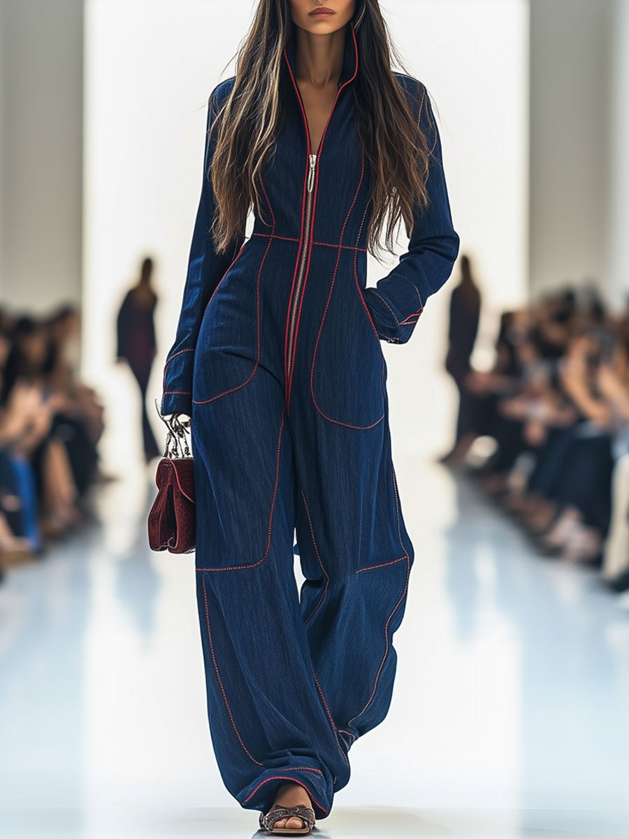 Lucasta | Damen Overall mit Weitem Bein und Langarm 0