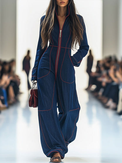 Lucasta | Damen Overall mit Weitem Bein und Langarm 0
