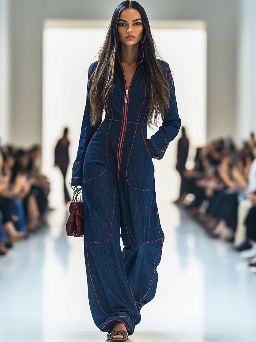 Lucasta | Damen Overall mit Weitem Bein und Langarm 2