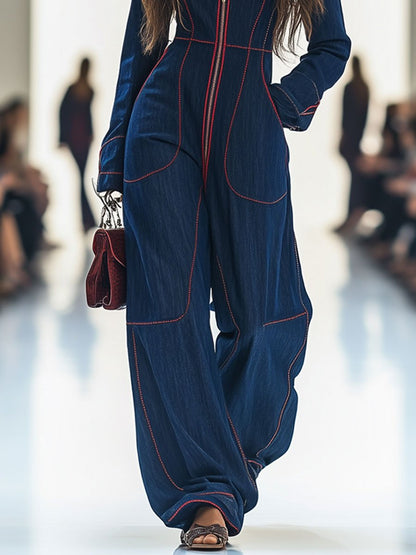 Lucasta | Damen Overall mit Weitem Bein und Langarm 4