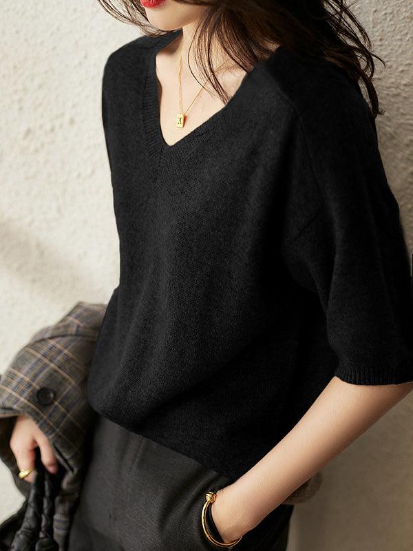 Luxuriöser, weicher Kaschmirpullover mit V-Ausschnitt für Damen 0