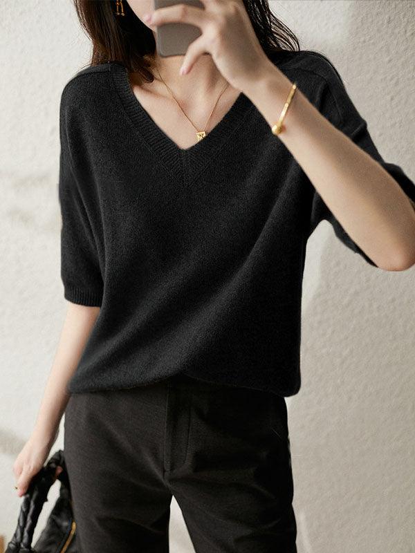 Luxuriöser, weicher Kaschmirpullover mit V-Ausschnitt für Damen 3