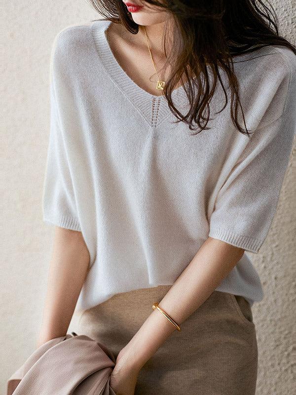 Luxuriöser, weicher Kaschmirpullover mit V-Ausschnitt für Damen 4